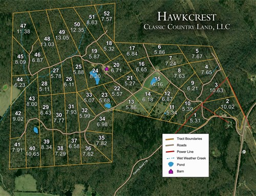 Tract layout map for Hawkcrest Tract 51 in Reynolds County, Missouri
