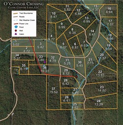 tract layout map for Oconnor Crossing Tract 24, 13.29 acres for sale in Shannon County, Missouri