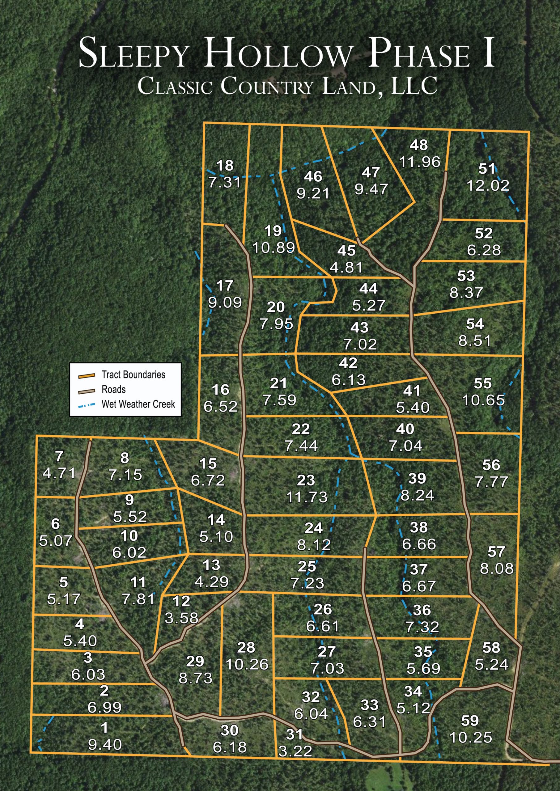 Plat map for Sleepy Hollow Phase I in Texas County, Missouri