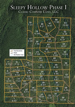 tract layout map for Sleepy Hollow Phase I Tract 37, 6.67 acres for sale in Texas County, Missouri